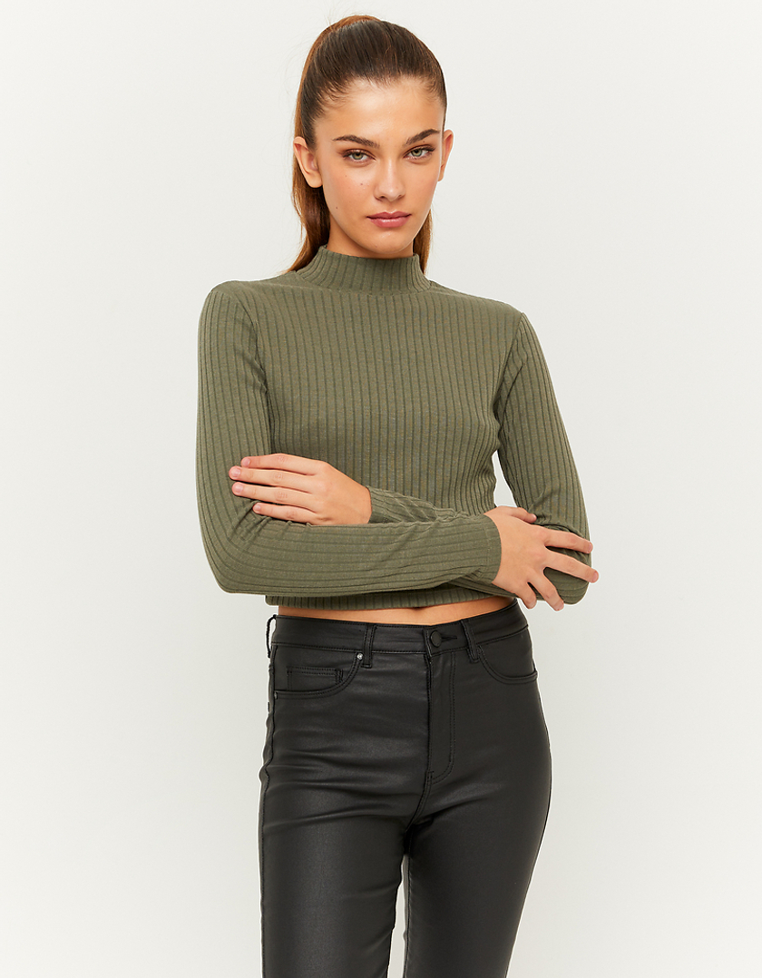 TALLY WEiJL, Grünes cropped Basic T-Shirt for Women