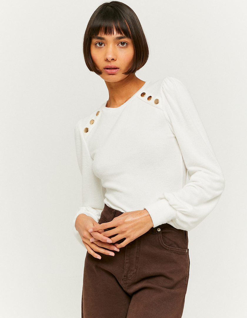 TALLY WEiJL, White Basic Long Sleeves Top for Women