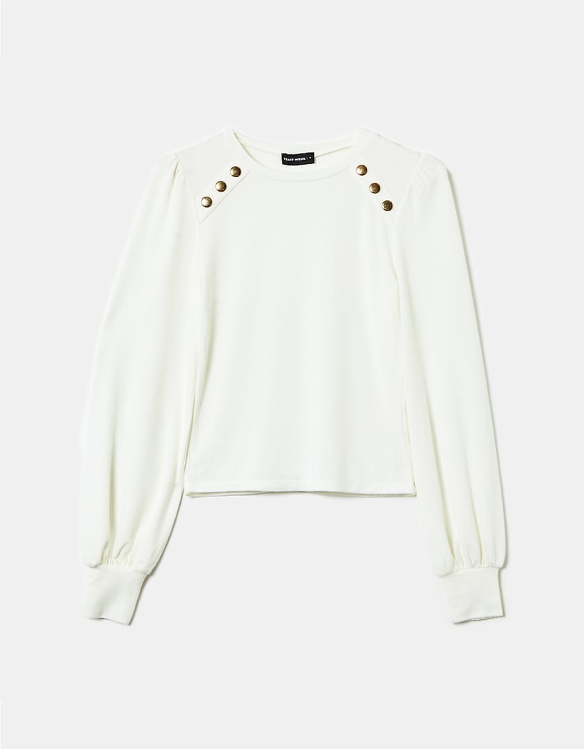 TALLY WEiJL, White Basic Long Sleeves Top for Women