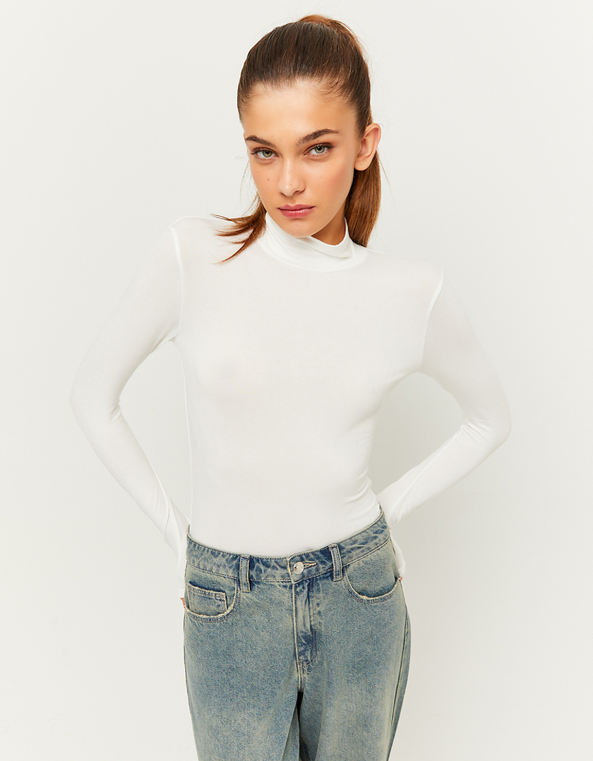 TALLY WEiJL, Top Basico A Collo Alto Bianco  for Women