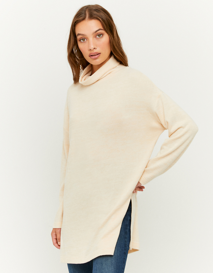 TALLY WEiJL, Pull Oversize Col Roulé Beige for Women