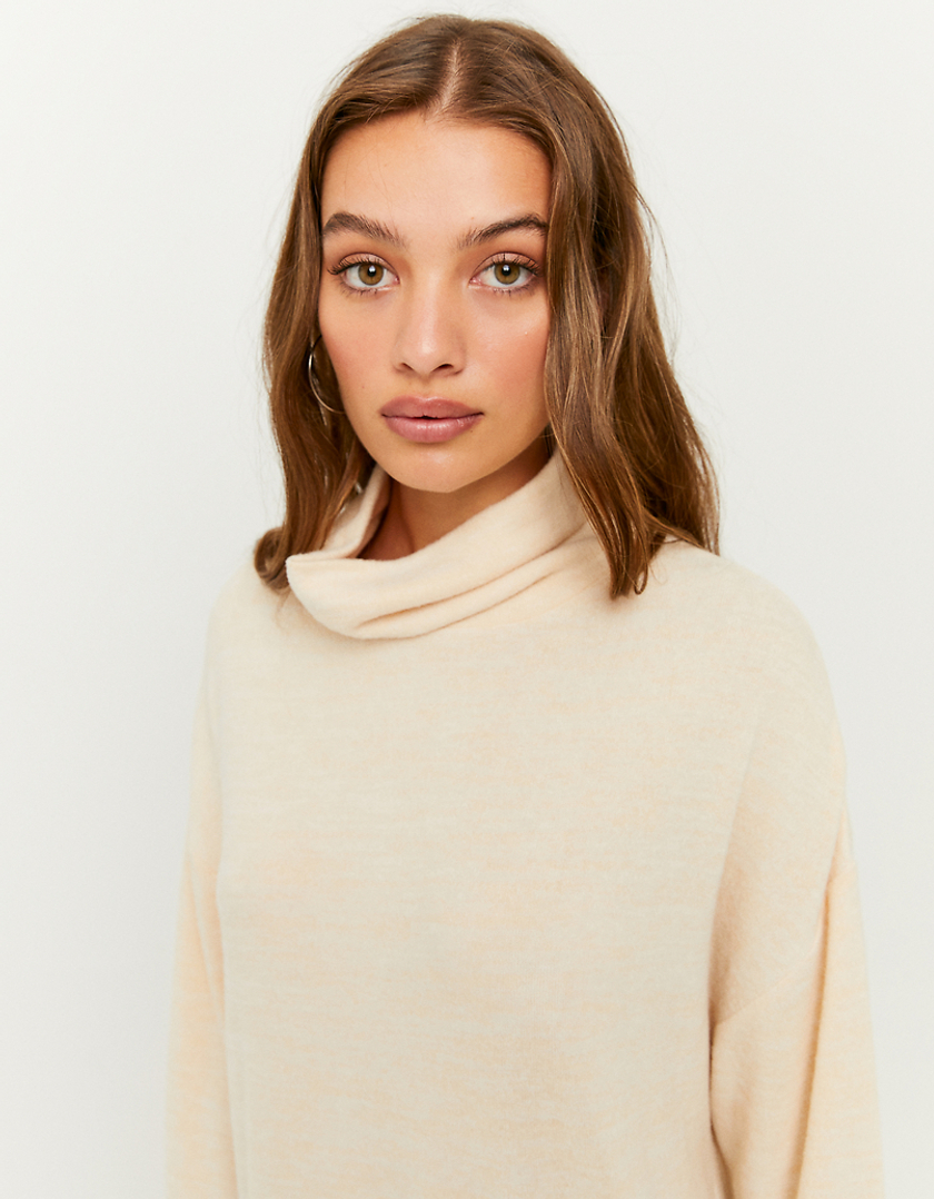 TALLY WEiJL, Pull Oversize Col Roulé Beige for Women