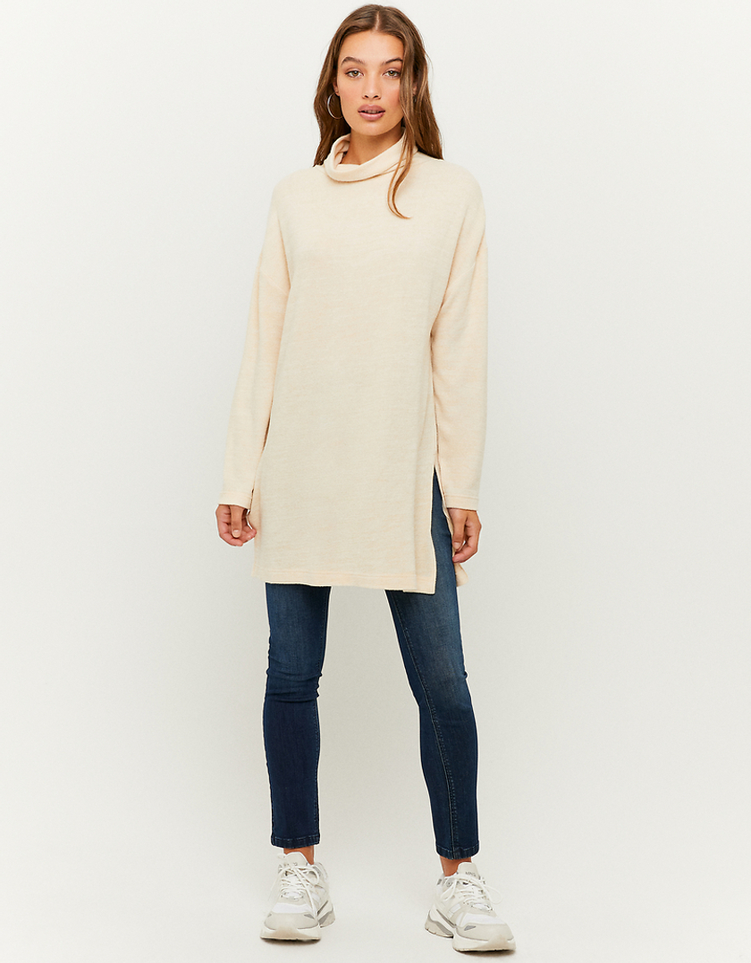 TALLY WEiJL, Pull Oversize Col Roulé Beige for Women