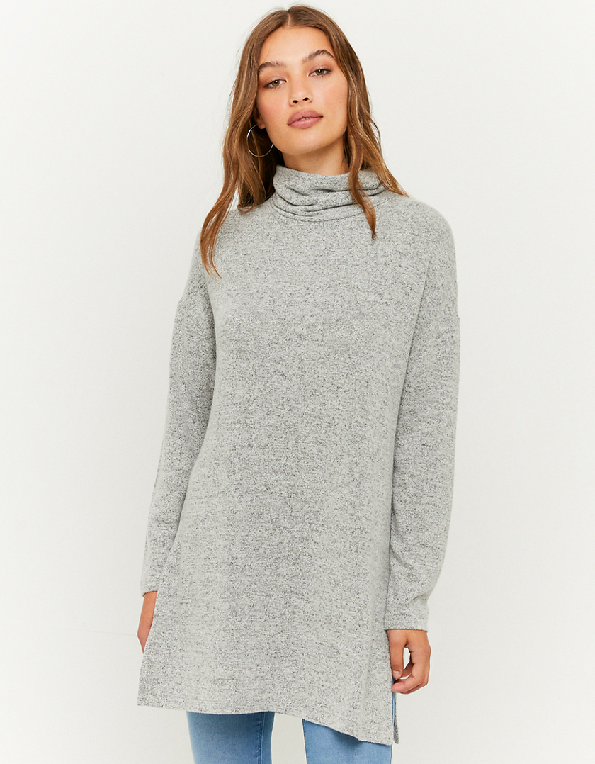 TALLY WEiJL, Grey Oversize Basic Turtle Neck Top for Women