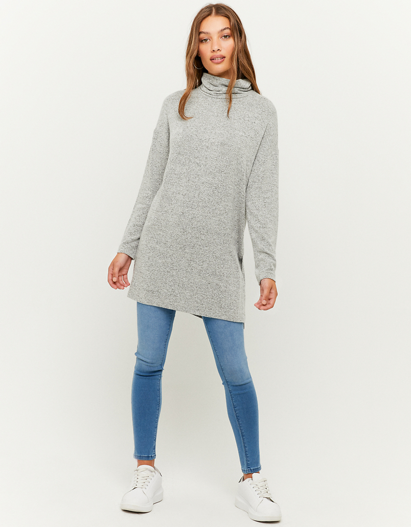 TALLY WEiJL, Grey Oversize Basic Turtle Neck Top for Women