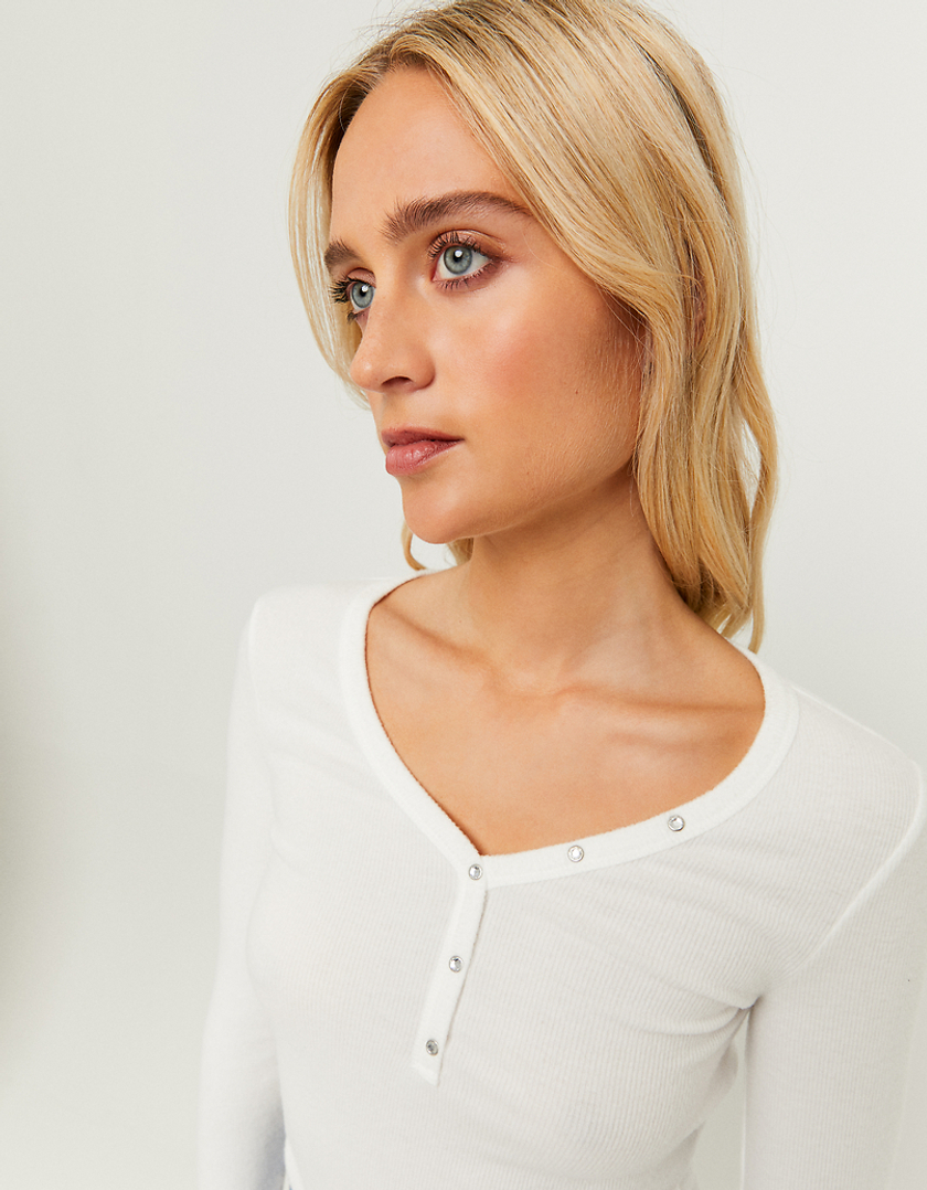 TALLY WEiJL, White Top with Rhinestones on Neckline for Women