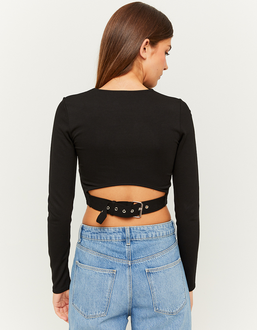 TALLY WEiJL, Top noir avec ceinture au dos for Women