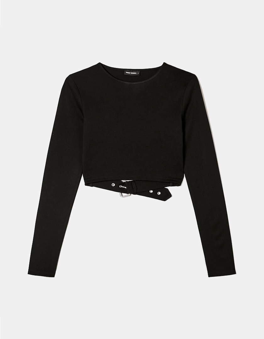 TALLY WEiJL, Top noir avec ceinture au dos for Women