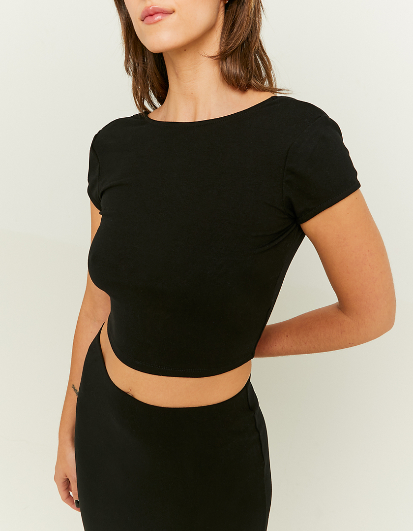 TALLY WEiJL, Black Cropped Basic T-Shirt for Women