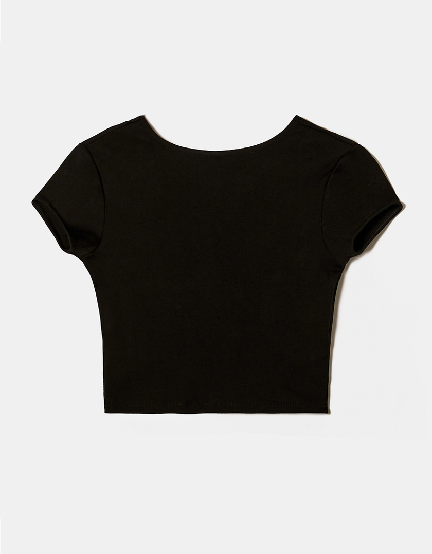 TALLY WEiJL, Schwarzes Cropped Basic T-Shirt for Women