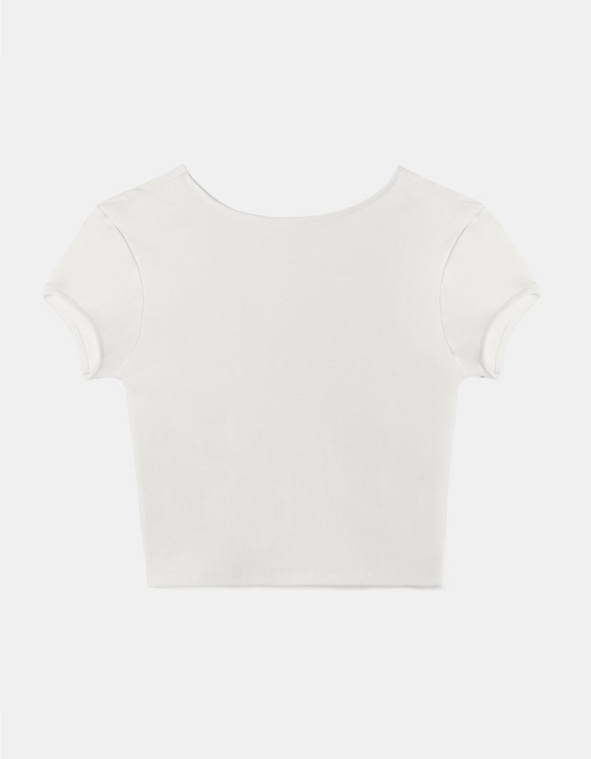 TALLY WEiJL, White Cropped Basic T-Shirt for Women