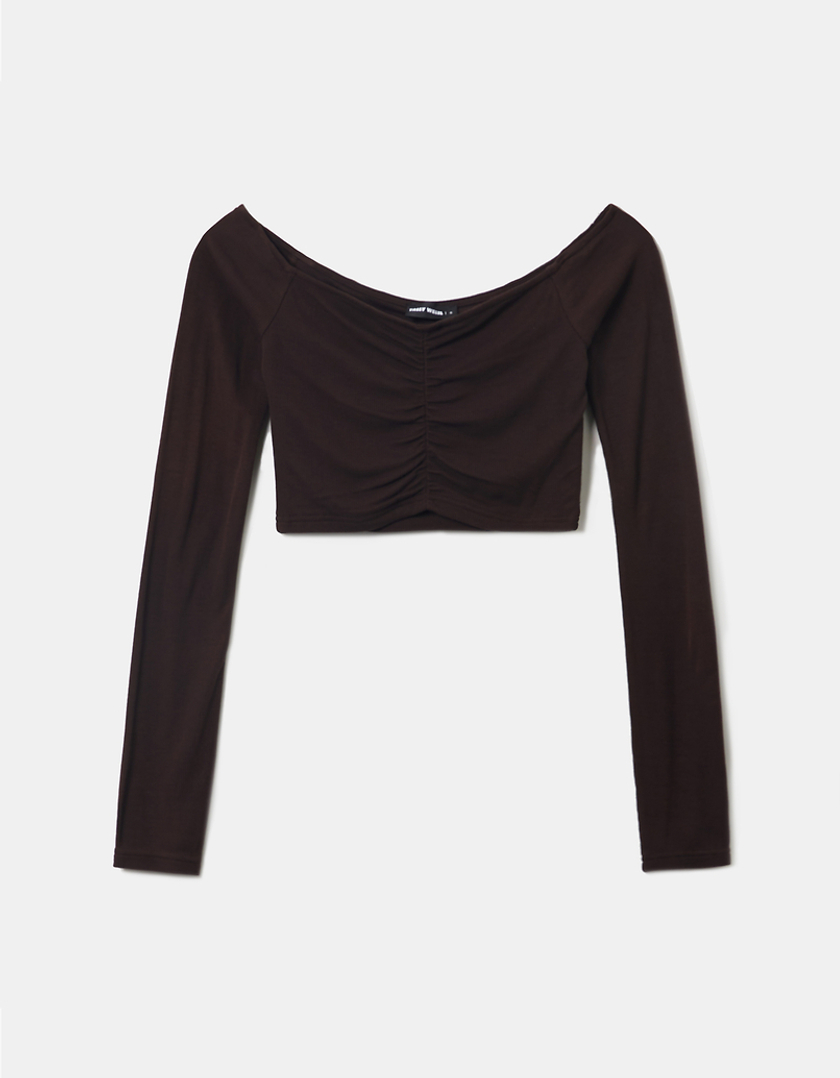 TALLY WEiJL, Top Court Uni Marron for Women