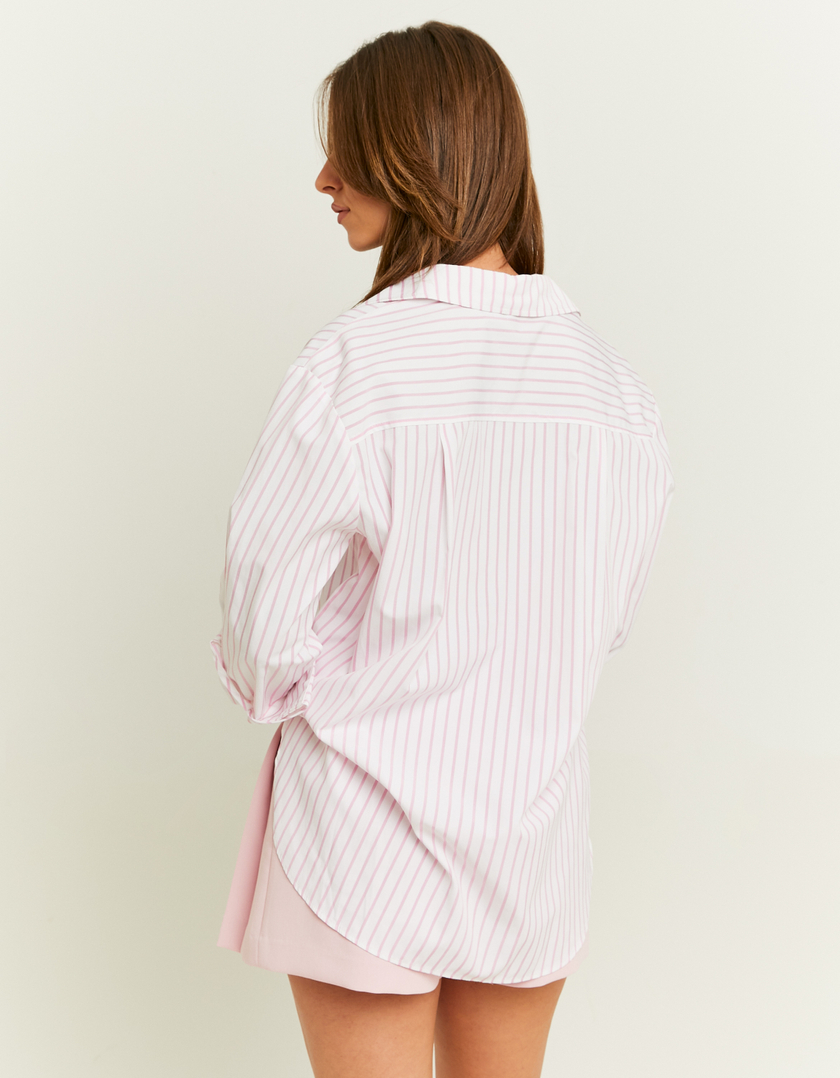 TALLY WEiJL, Camicia Oversize Bianca a Righe Rosa for Women