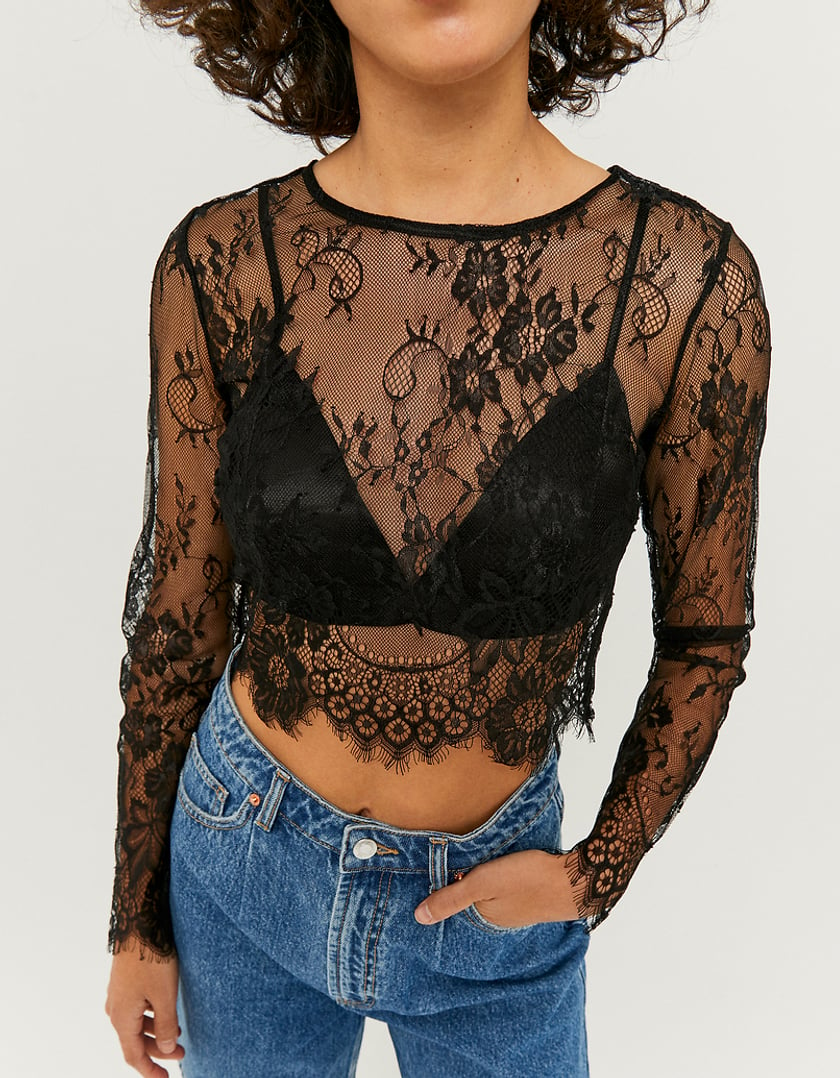 TALLY WEiJL, Black Plain Cropped Top for Women