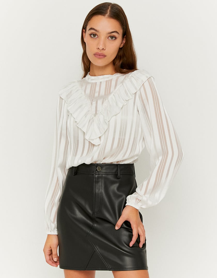 TALLY WEiJL, Blouse Manches Longues Volantée Blanche for Women