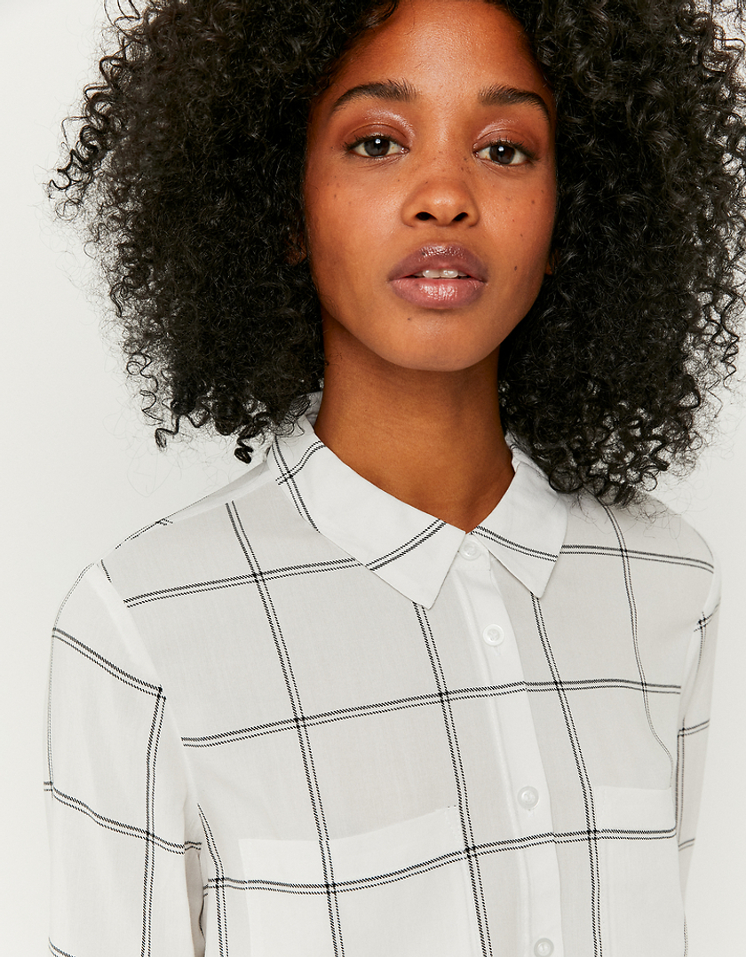 TALLY WEiJL, Biała koszula Button Down w kratę for Women