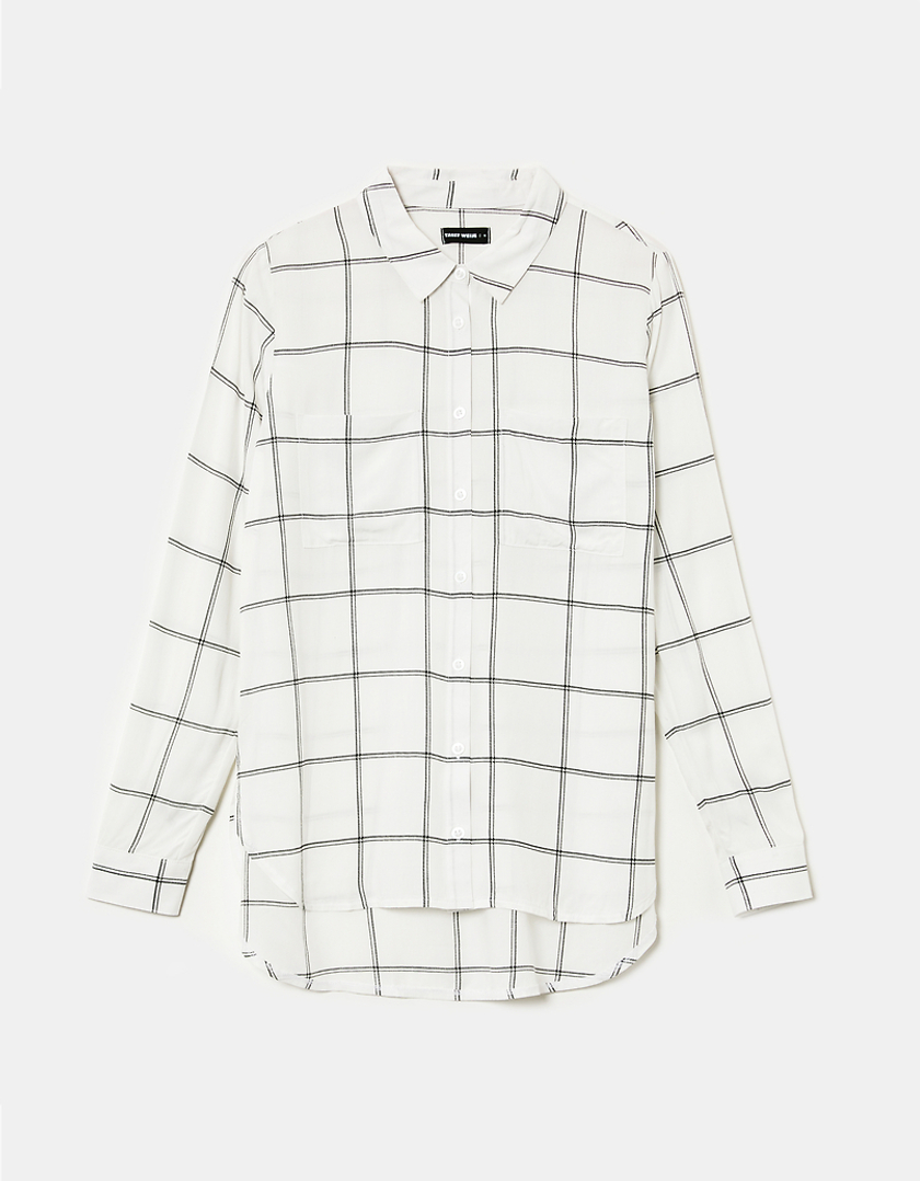 TALLY WEiJL, Biała koszula Button Down w kratę for Women