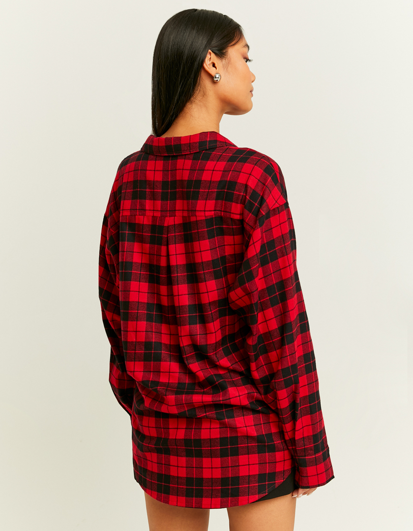 TALLY WEiJL, Red and Black Checkered Oversize Shirt for Women