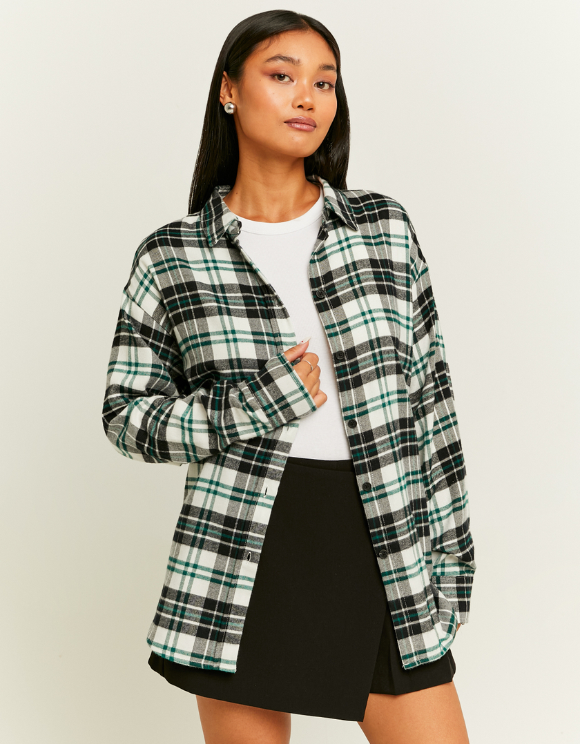 TALLY WEiJL, Green and Black Checkered Oversize Shirt for Women