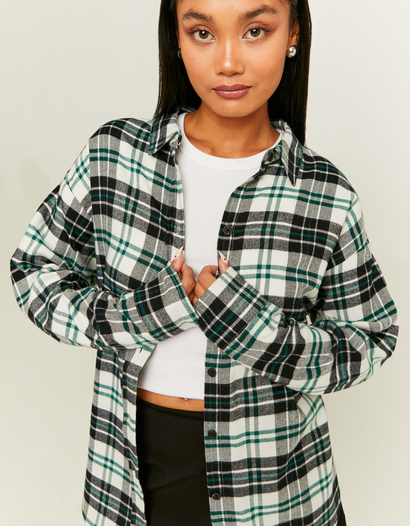 TALLY WEiJL, Green and Black Checkered Oversize Shirt for Women