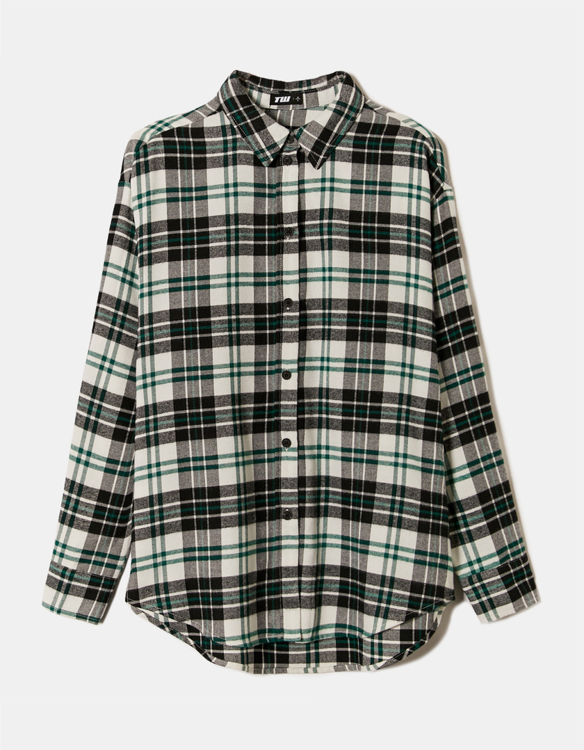 TALLY WEiJL, Green and Black Checkered Oversize Shirt for Women