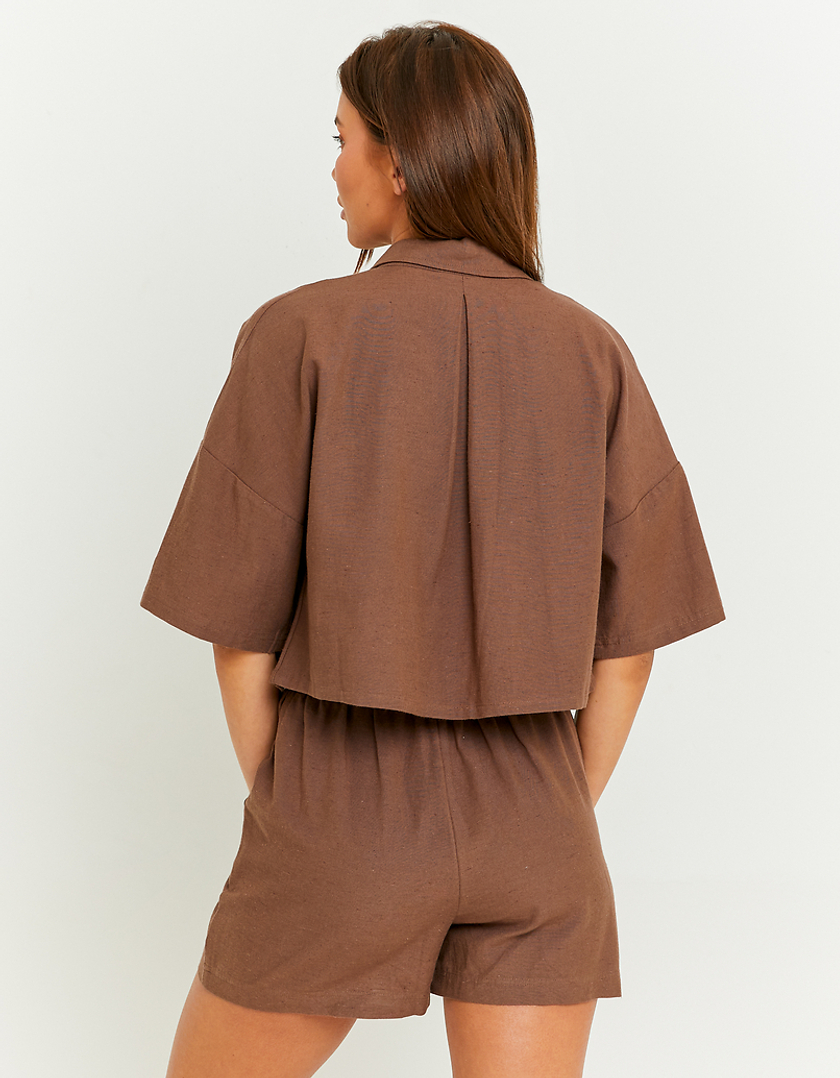 TALLY WEiJL, Brown Linen Loose Shirt for Women