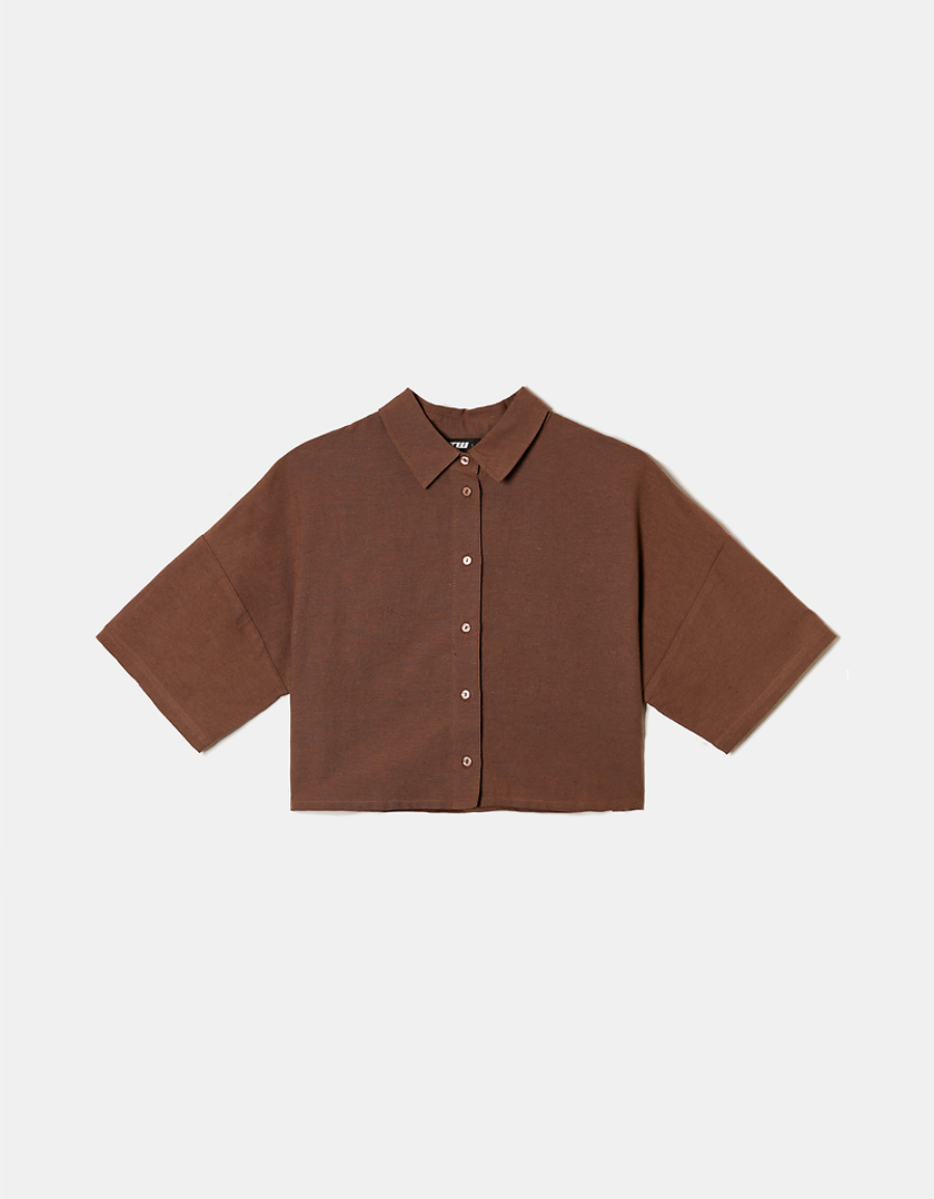 TALLY WEiJL, Brown Linen Loose Shirt for Women