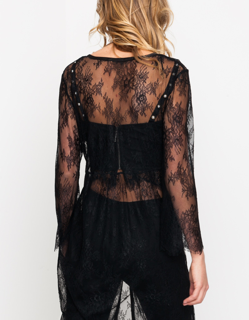 TALLY WEiJL, Black Long Lace Cardigan for Women